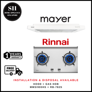 MAYER MMSI900HS-WH 90CM SEMI-INTEGRATED SLIMLINE COOKER HOOD + RINNAI RB-782S STAINLESS STEEL GAS HOB 2 BURNERS - 1 YEAR WARRANTY