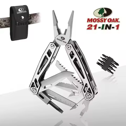MOSSY OAK 21 in 1 Multi Function Pliers Stainless Steel Portable Pocket Knife with Sheath for Outdoo