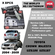 NGK Premium RX Spark Plug - Toyota Crown Majesta UZS186 UZS187 4.3L V8 3UZFE DOHC 32V N.A ( 2004 - 2