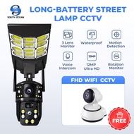 Solar Street Lamp CCTV 12MP Wifi Wireless Camera Outdoor Waterproof Three Lens Built-in Battery 4G C