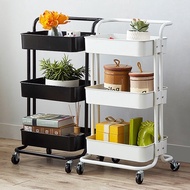 SF_ 3 Tier Multifunction Storage Trolley Rack Office Shelves Home Kitchen Rack With Wheel