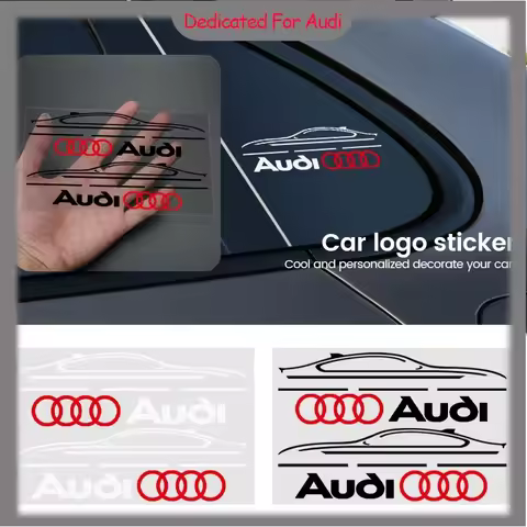 2Pcs Car Side Window Glass Stickers For Audi Sline quattro Q5 Q3 Q2 Q7 A3 B5 B6 B7 B8 B9 8P 8V 8L A5