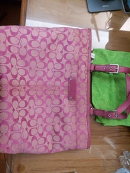 Coach Pink Monogram Canvas Tote Bag