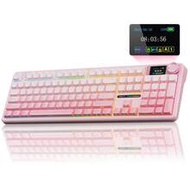 AULA F108 Wireless Bluetooth Mechanical Keyboard, Hot-Swappable Switches, TFT Smart Display, RGB Bac