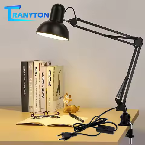 Adjustable Desk Lamp E27 Bulb EU Plug LED Table Lamp for Office Decoration Lights Reading Study Besi
