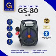 G-Power GS-80  Speaker Portable 8 Inch Free 1 Microphone Kabel Garansi Resmi