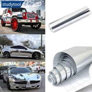 STUDYTOOL 1Pc 152cm Silver Chrome Mirror Vinyl Wrap Film Car Sticker Decal Sheet Bubble Free 8x60'' 