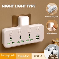 3 Pin UK/EU Standard Socket USB //Type-C Multifunctional Charger With LED Light, Wireless Multi Plug 2400W Fast Charging Expansion Power Adapt for Travel, Home and Office