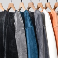 American Style 600g Heavy Gold Velvet Sweatshirt Men Women Winter Loose Fleece Lining Thickened Roun