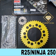NINJA 250/R25/MT25 BLACK ORING CHAIN COMBO RK SILVER&DIAMOND RACING SPROCKET