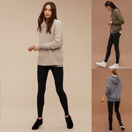 Aritzia Tna ผู้หญิง Yoga กางเกง Thin Black ผ้าขนแกะ Lined เลกกิ้ง ฤดูใบไม้ผลิ ฤดูใบไม้ร่วง ฤดูหนาว B