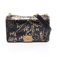 【二手】香奈兒 (Chanel) Boy Chanel Graffiti A67086 黑色/金色皮革 Boy Chanel 鏈條單肩包 女士