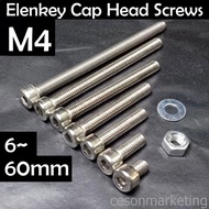 M4 Hex Socket Cap Head Screws 304 Stainless Steel SHINY SURFACE Allen Bolt Skru Ellen key Elenkey ne
