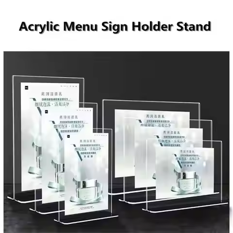 A5 Acrylic Table Menu Sign Holder Stand Paper Photo Display Frame Advertising Board For Restaurant H