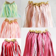 10pcs Ribbon Wedding Streamers with Bells, Lace Fairy Stick Wand Party Streamers Chromatic Silk Stre