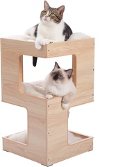 Road Cat Tree with Scratcher, Multi-Level Modern Cat Condo Furniture with Removable Soft Cushions