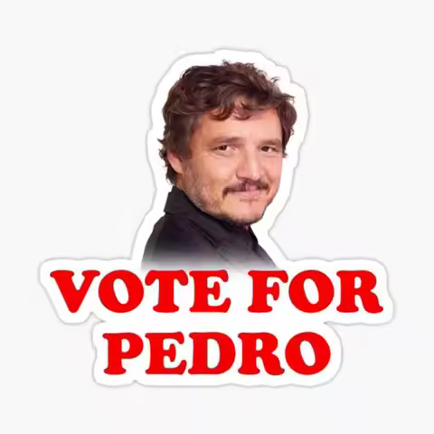 Vote For Pedro Pascal Sticker for Laptop Decor Bedroom Car Cute Cartoon Art Fashionable Public Suitc