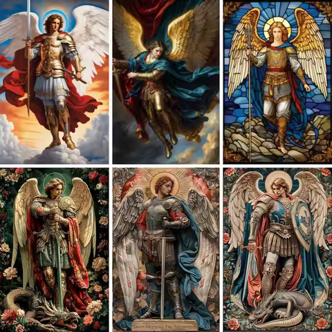 DIY Diamond Painting Saint Michael the Archangel In Battle Paint with Diamonds Art Catholic Man Art 