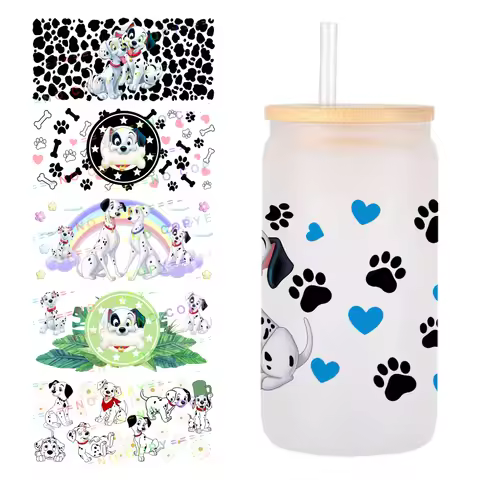Disney 101 Dalmatians 3D UV DTF Transfer Sticker Waterproof Transfers Decals For 16oz Glass Cup Wrap
