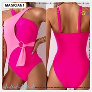 MAGICIAN1 Woman Swimsuit, Criss Cross Sexy Beach Bathing Suit, Look Slim Push Up Padded Bra Splicing Color Swimwear Woman Beach Wear