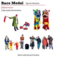 1/64Resin Model Spring Festival Homecoming Theme Snowman Children Firecracker Lion Dance 87Doll gara