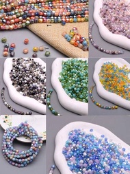 5x6mm 65顆切割口型玻璃散珠,用於製作項鍊耳環diy配件,粉藍色玻璃珠