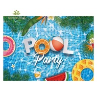 7X5FT/220X50cm Hawaii Swimming Pool Theme Background Fabric for Photography Children'S Birthday Phot