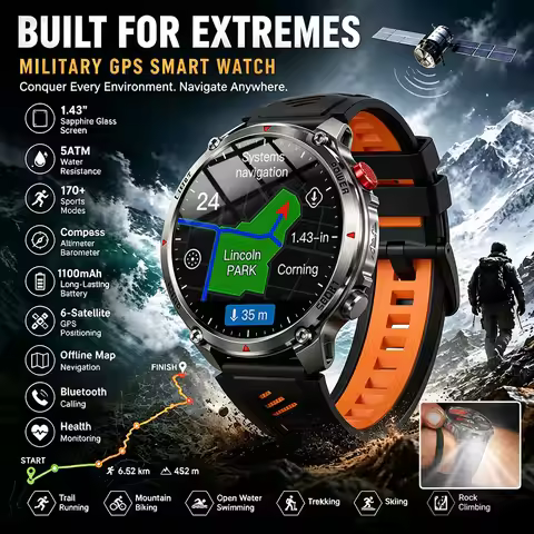 2026 New T-Rex3 Pro GPS Tracker 1100mAh Smartwatch Men 120-Day Standby Clock Rugged Outdoor Sport 5A