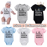 Newborn Baby Romper  cotton Clothing  Bodysuit jumpsuit Short Sleeve Romper Hello Daddy Mommy letter
