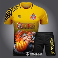Bộ Đồ Thể Thao Nam Nữ Thun Lạnh Mịn Mát Họa Tiết One Piece Siêu Cute Dùng Làm Áo Bóng Đá Chơi Thể Th