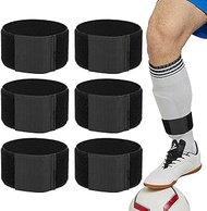 Cosmos 6 Pcs Soccer Shin Guard Strap, Adjustable Soccer Legging Band Anti Slip Shin Fixed Strap Lightweight Ankle Guards Elastic Sports Strap for Kicking Ball Cycling Running for Youth Adults