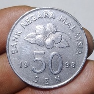 Koleksi Uang Koin Malaysia 50 Sen Tahun 1998