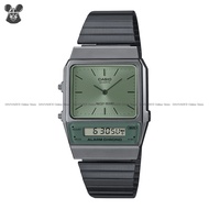 CASIO AQ-800ECGG-3A Unisex VINTAGE Analog-Digital Watch Dual Time SS Bracelet Green Grey *Original
