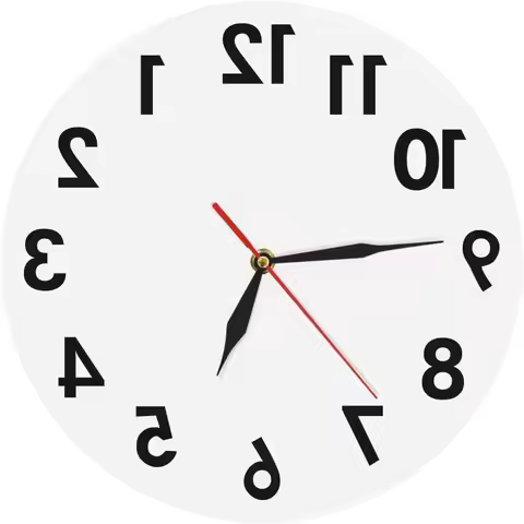 Backwards Wall Clock Non Ticking Reverse 12inch Wall Clock Battery Operated Creative Art Wall Decor 
