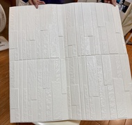 全新：白色 3D 立體仿 磚紋 泡沫 自粘牆貼 柔軟 凹凸紋理 仿磚石 造型 貼 牆紙