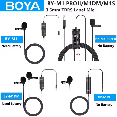 Boya BY-M1/M1 PRO/M1DM 3.5mm TRRS collar clip microphone, suitable for iPhone/Android/computer/SLR, 
