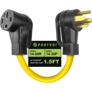 NEMA 14-30P to 14-50R EV Charger Adapter Cord, 125V/250V 30 Amp 4 Prong Dryer Outlet to 50 Amp EV/RV