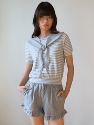 PML. เสื้อคอปกกะลาสีลายทาง - สีเทาอ่อน