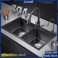 304 Stainless Steel Easy-to-Clean Single Double Sink with Faucet Sink+Free Gift