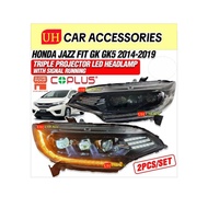 COPLUS HONDA JAZZ FIT GK5 2014 - 2019 TRIPLE PROJECTOR LED HEADLAMP WITH SIGNAL RUNNING