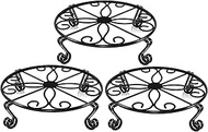 Rust Free Metal Plant Stand, Gamla Stand, Flower Pot Holder - Black (Pack of 3)