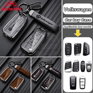 Volkswagen Wood Texture Car Key Shell Key Case Zinc Alloy Key Cover Smart Key Case Protector Key Buc