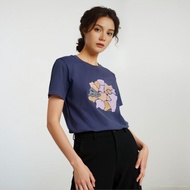 Pop Shop Ladies Hyde Park Graphic T-shirt - Blue Indigo
