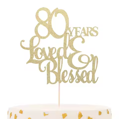 1Pc 80 Years Loved & Blessed Cake Topper - 80th Birthday Cake Decorating Supplies, 80 Years Blessed 