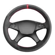 DIY Artificial leather Suede Carbon Fiber Customized Hand-stitched Car Steering Wheel Cover for Merc