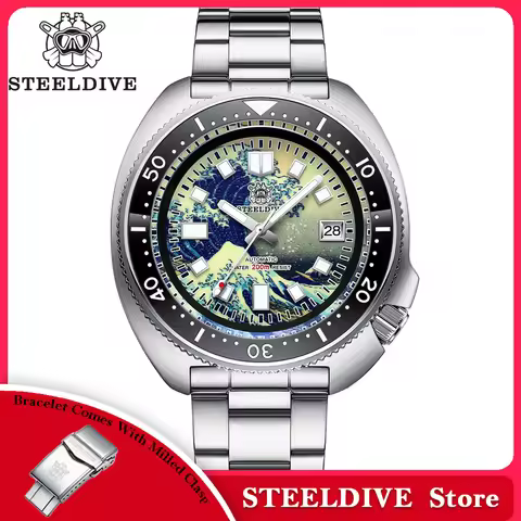STEELDIVE SD1970J Kanagawa Turtle Full Luminous Dial Ceramic Bezel NH35 AutomaticSTEELDIVE Offical S