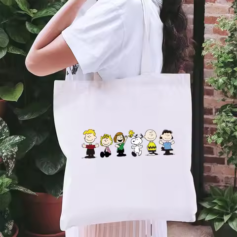Anime Snoopy Cartoon Shoulder Tote Bag Women Harajuku Casual Canvas Handbag Kawaii Cute Shopper Hand
