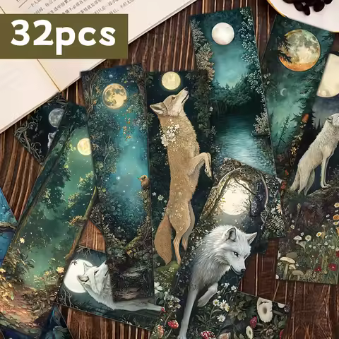 32pcs, Forest Fairy Tale Bookmark Set, Wolf/Moose/Fox, suitable for teachers, readers, and book love