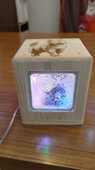 海棠花玻璃原木音樂盒