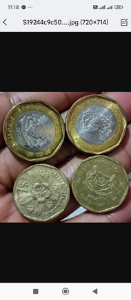 Koin 1 Dollar Singapore Bimetal Dikirim Acak One Dollars Singapura Koleksi Uang Logam Coin Lama Kuno